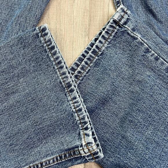 Vintage 90s Y2k Flare Mid Rise 100% Cotton Jeans Size 5 Tall So... - Picture 4 of 6